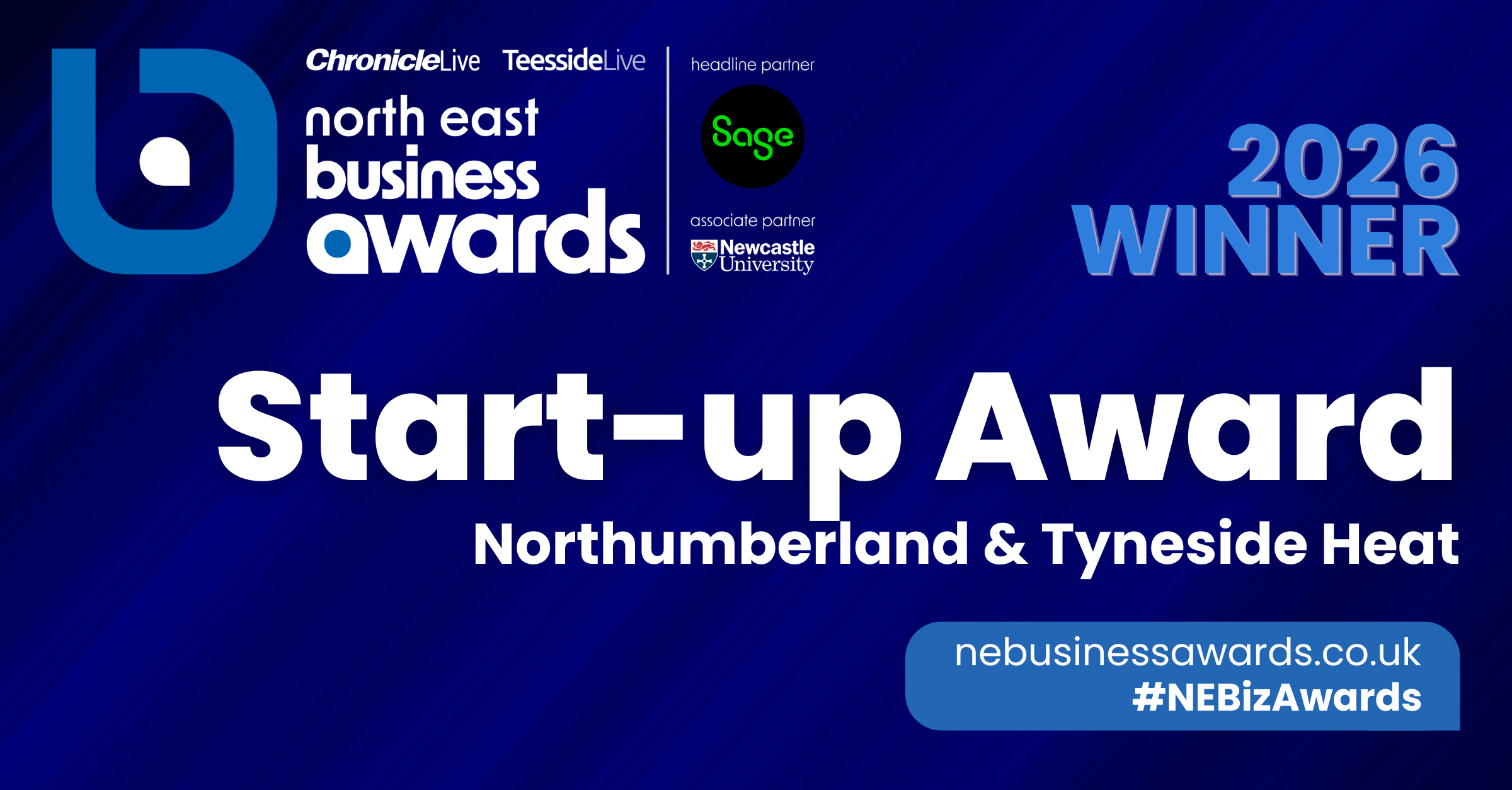 North East Business Awards 2026 Winner. Start-up Award, Northumberland and Tyneside Heat.